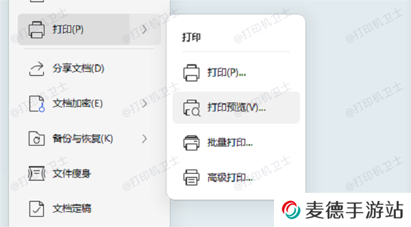 预览打印效果