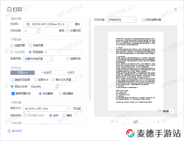 PDF 阅读器中的打印预览