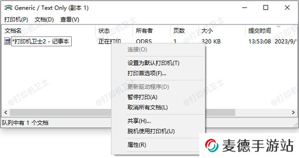 检查打印队列和暂停状态